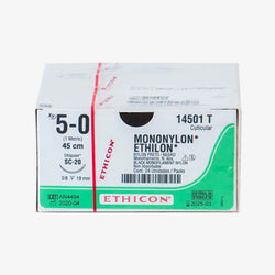 Ethicon Sutura Calibre 5/0 - Longitud 45 CM - Aguja SC-20 Ethilon