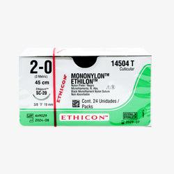Ethicon Sutura Calibre 2/0 - Longitud 45 CM - Aguja SC-20 19 MM Ethilon