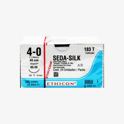 Ethicon Sutura Calibre 4/0 - Longitud 45 CM - Aguja SC-20 19 MM Seda Perma-Hand