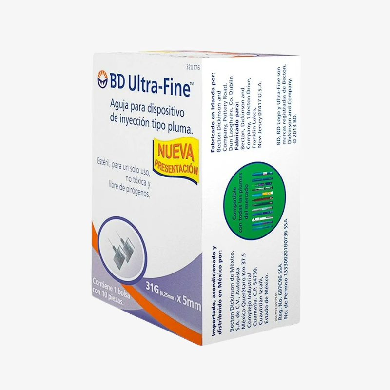 BD Aguja de Insulina Tipo Pluma Ultra-Fine Pluma De 31 G X 5 MM