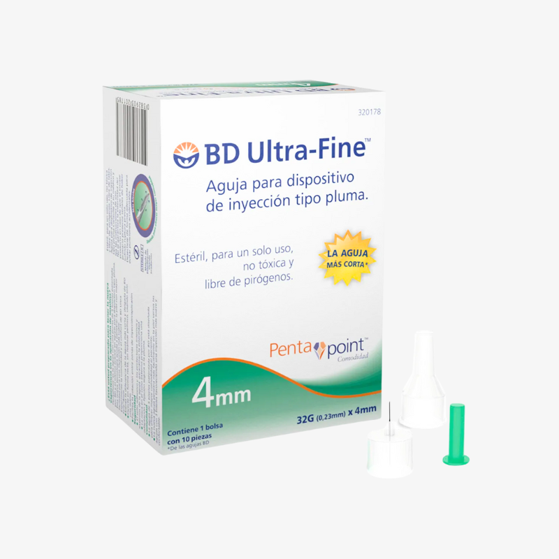 BD Aguja de Insulina Tipo Pluma Ultra-Fine Pluma De 32 G X 4 MM