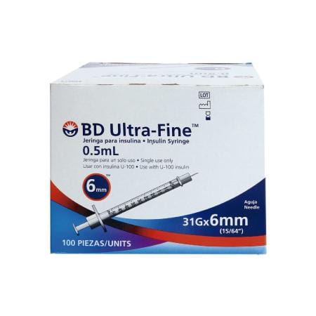 BD Jeringa de Insulina Ultra-Fine De 0.5 ML - 31 G X 6 MM