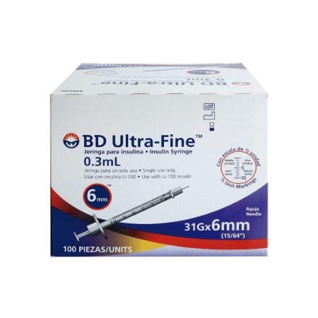 BD Jeringa de Insulina Ultra-Fine De 0.3 ML - 31 G X 6 MM