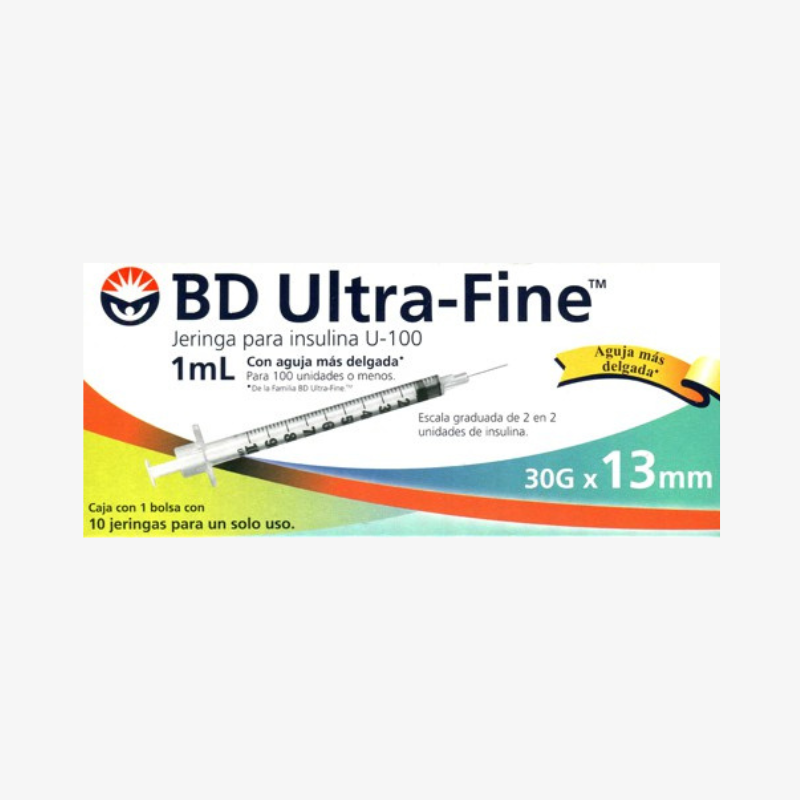 BD Jeringa de Insulina Ultra-Fine De 1 ML - 30 G X 13 MM