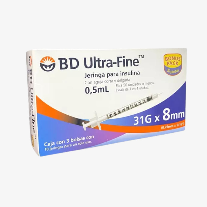 BD Jeringa de Insulina Ultra-Fine De 0.5 ML - 31 G X 8 MM