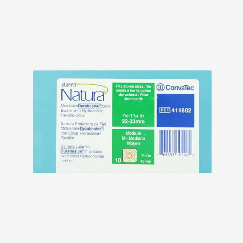 ConvaTec Barrera Plana Moldeable Sur-Fit Natura De 22 MM a 33 MM con Aro De 45 MM