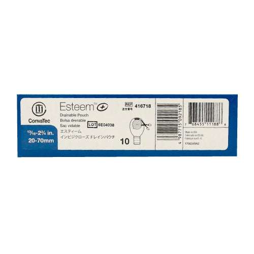 Bolsa Drenable Transparente ConvaTec Esteem+ con Cierre Invisiclose de 20 a 70 MM