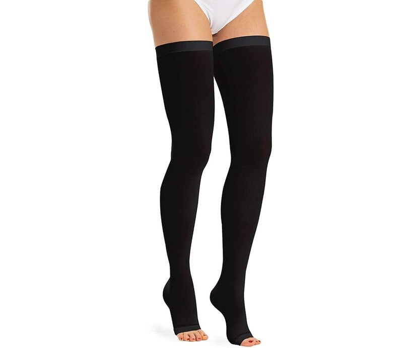 RelaxSan Media Al Muslo Punta Abierta Color Negro 20 - 30 MMHG