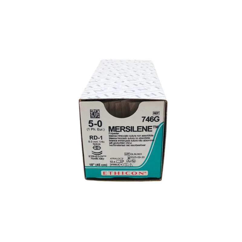 Ethicon Sutura Calibre 5/0 - Longitud 45 CM - Aguja RD-1 D/A Mersilene