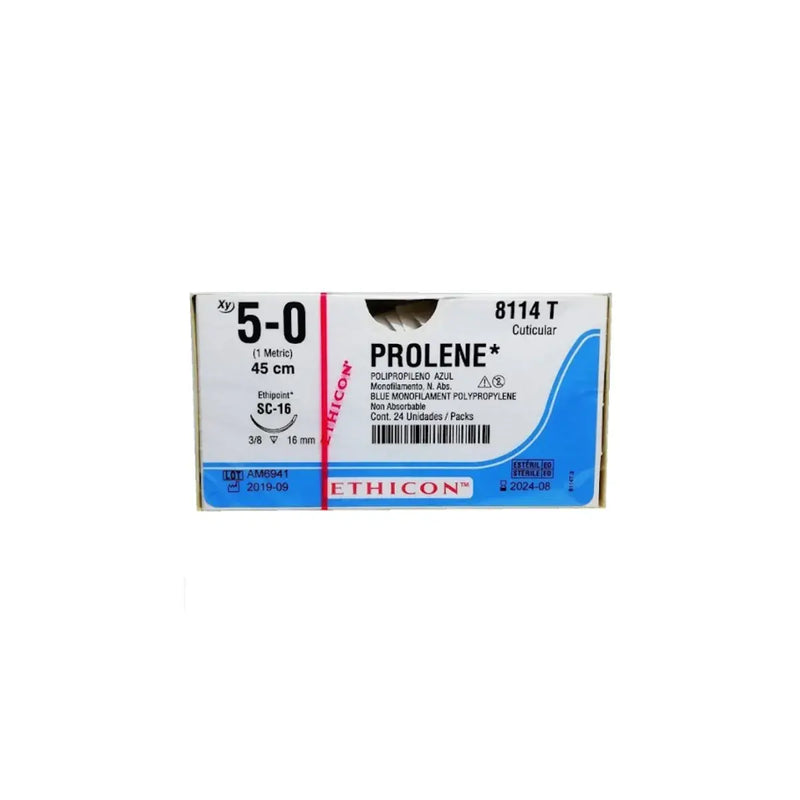 Ethicon Sutura Calibre 5/0 - Longitud 45 CM - Aguja SC-16 Prolene