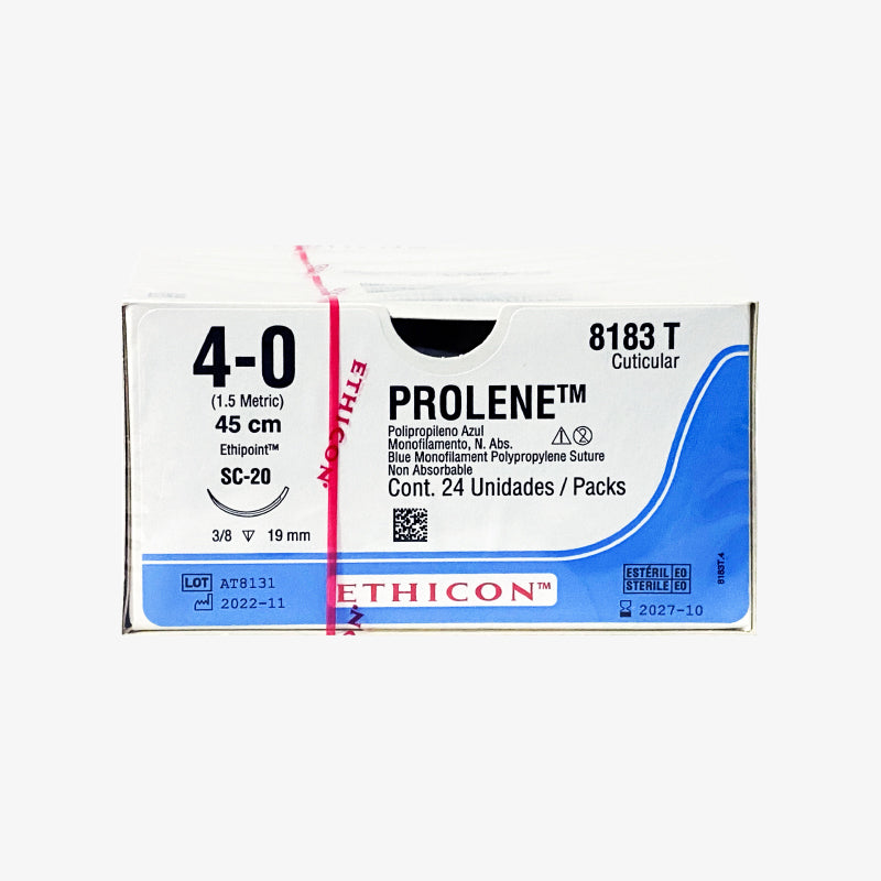 Ethicon Sutura Calibre 4/0 - Longitud 45 CM - Aguja SC-20 Prolene