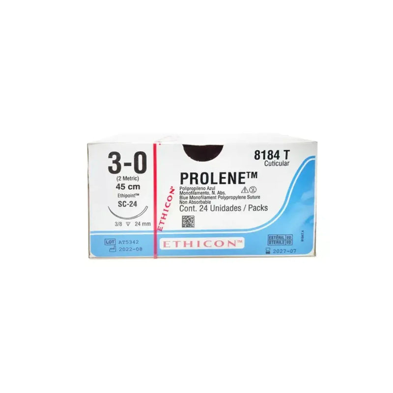 Ethicon Sutura Calibre 3/0 - Longitud 45 CM - Aguja SC-24 Prolene