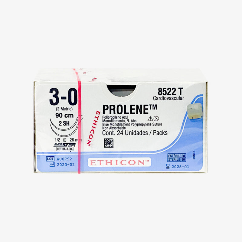 Ethicon Sutura Calibre 3/0 - Longitud 90 CM - Aguja SH D/A 26 MM Prolene