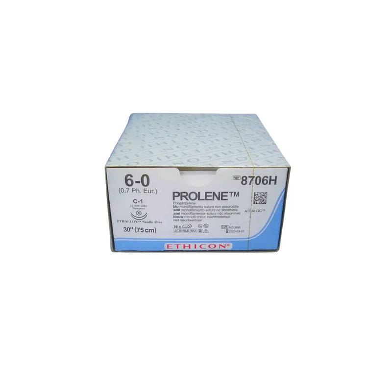 Ethicon Sutura Calibre 6/0 - Longitud 75 CM - Aguja C-1 D/A Prolene