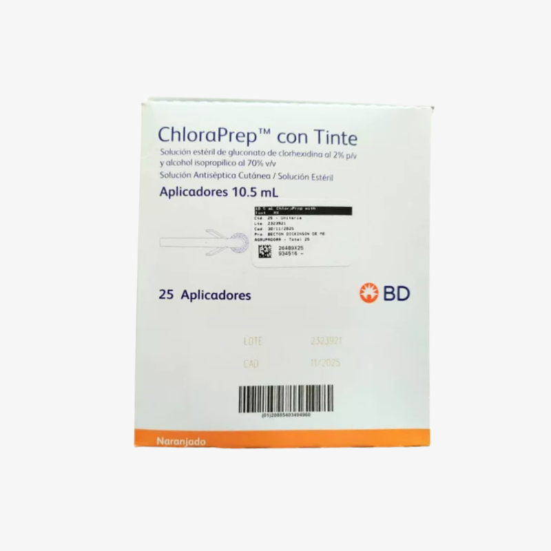 BD Antiséptico Para Asepsia Con Tinte y Aplicador ChloraPrep De 10.5 ML