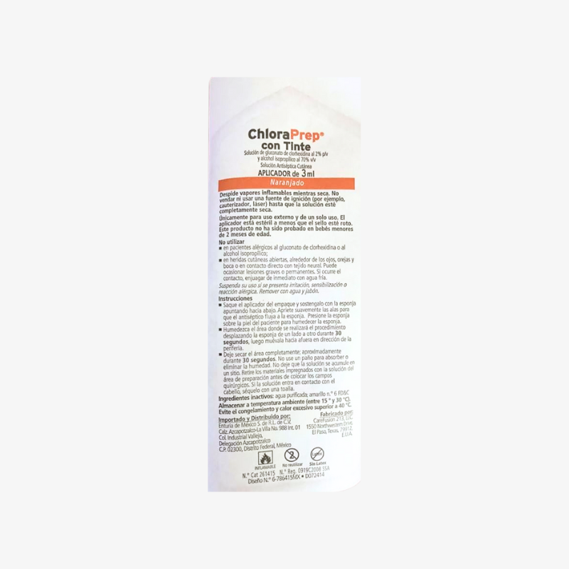 BD Antiséptico Para Asepsia Con Tinte y Aplicador ChloraPrep De 3 ML
