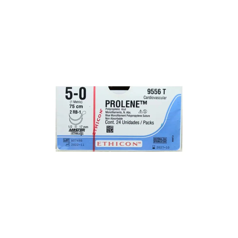 Ethicon Sutura Calibre 5/0 - Longitud 75 CM - Aguja RB-1 D/A 17 MM Prolene