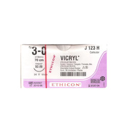 Ethicon Sutura Calibre 3/0 - Longitud 70 CM - Aguja SC-20 19 MM Vicryl