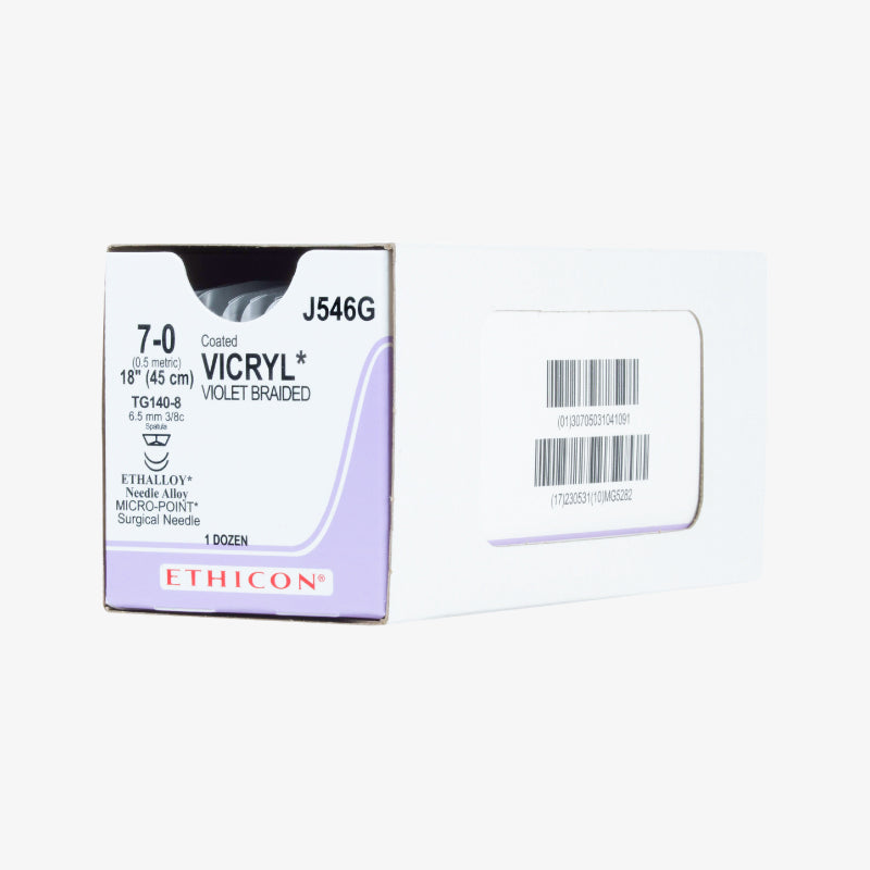 Ethicon Sutura Calibre 7/0 - Longitud 45 CM - Aguja TG-140-8 D/A 6.5 MM Vicryl
