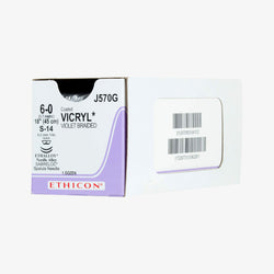 Ethicon Sutura Calibre 6/0 - Longitud 45 CM - Aguja S-14 D/A 8 MM Vicryl
