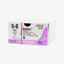 Ethicon Sutura Calibre 5/0 - Longitud 45 CM - Aguja S-14 D/A 8.7 MM Vicryl