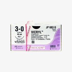 Ethicon Sutura Calibre 3/0 - Longitud 45 CM - Aguja PS-1 24 MM Vicryl