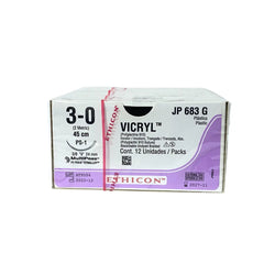 Ethicon Sutura Calibre 3/0 - Longitud 45 CM - Aguja PS-1 24 MM Vicryl