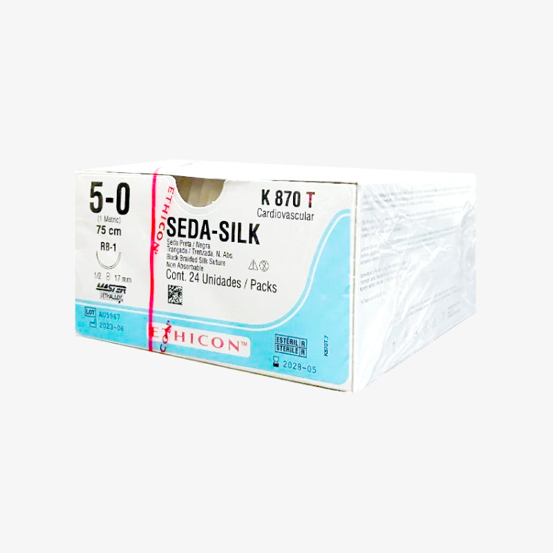 Ethicon Sutura Calibre 5/0 - Longitud 75 CM - Aguja RB-1 Seda Perma-Hand