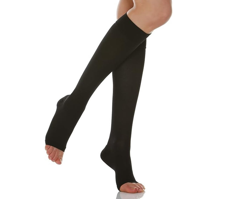 RelaxSan Media A la Rodilla Punta Abierta Color Negro 20 - 30 MMHG