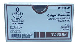 Tagum Sutura Catgut Crómico Calibre 0 Longitud 75 cm Aguja 1/2 25 mm