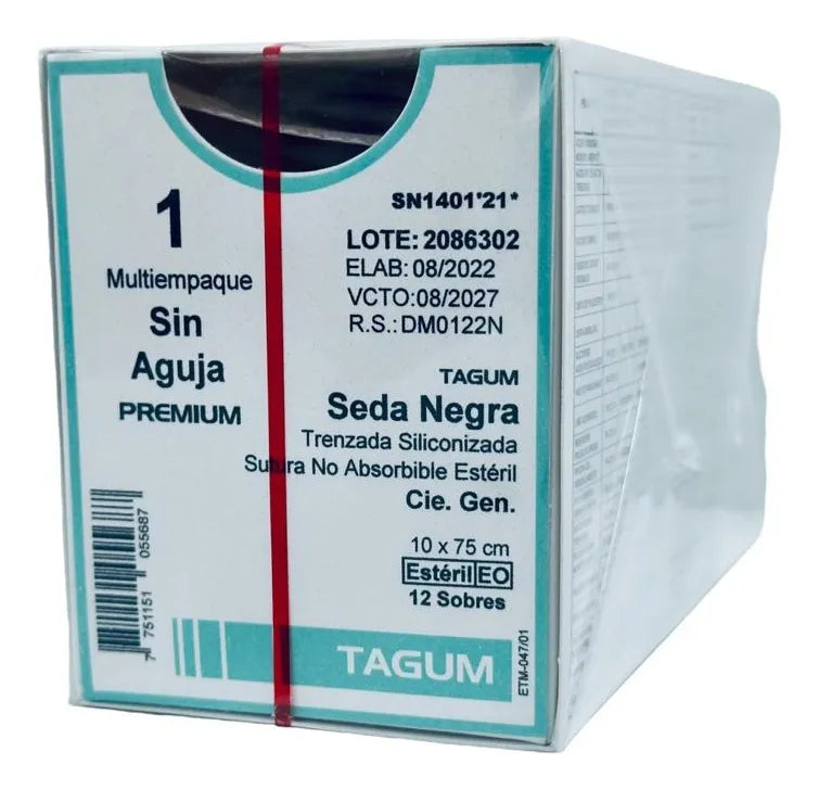 Tagum Sutura Seda Negra de 1 S/A 10X