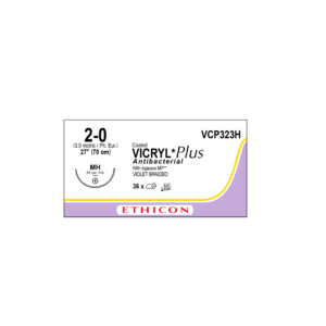 Ethicon Sutura Calibre 2-0 - Longitud 70 CM - Aguja MH- 36 MM Vicryl Plus