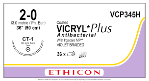 Ethicon Sutura Calibre 2-0 - Longitud 70 CM - Aguja CT-1 Vicryl Plus