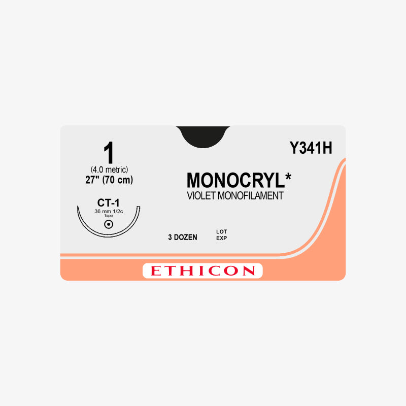 Ethicon Sutura Calibre 1 - Longitud 70 CM - Aguja CT-1 36 MM Monocryl