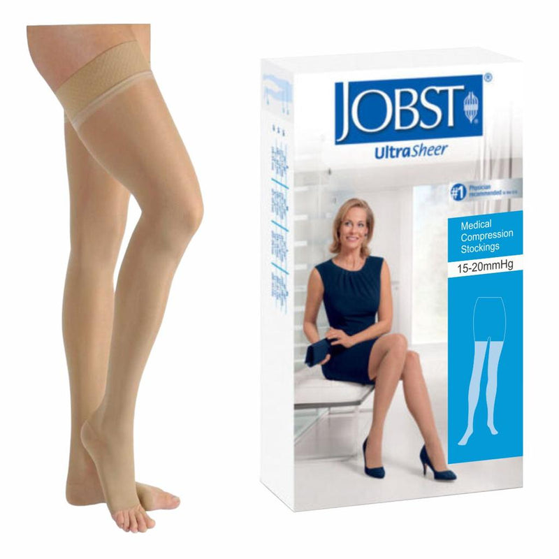 JOBST Media a la Rodilla Punta Abierta Ultrasheer Beige Baja Compresión