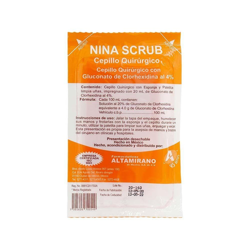 Altamirano Cepillo Quirúrgico Scrub Con Nina Scrub de 20 Grs.