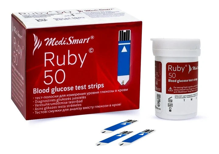 MediSmart Tiras Reactivas Para Glucómetro Ruby