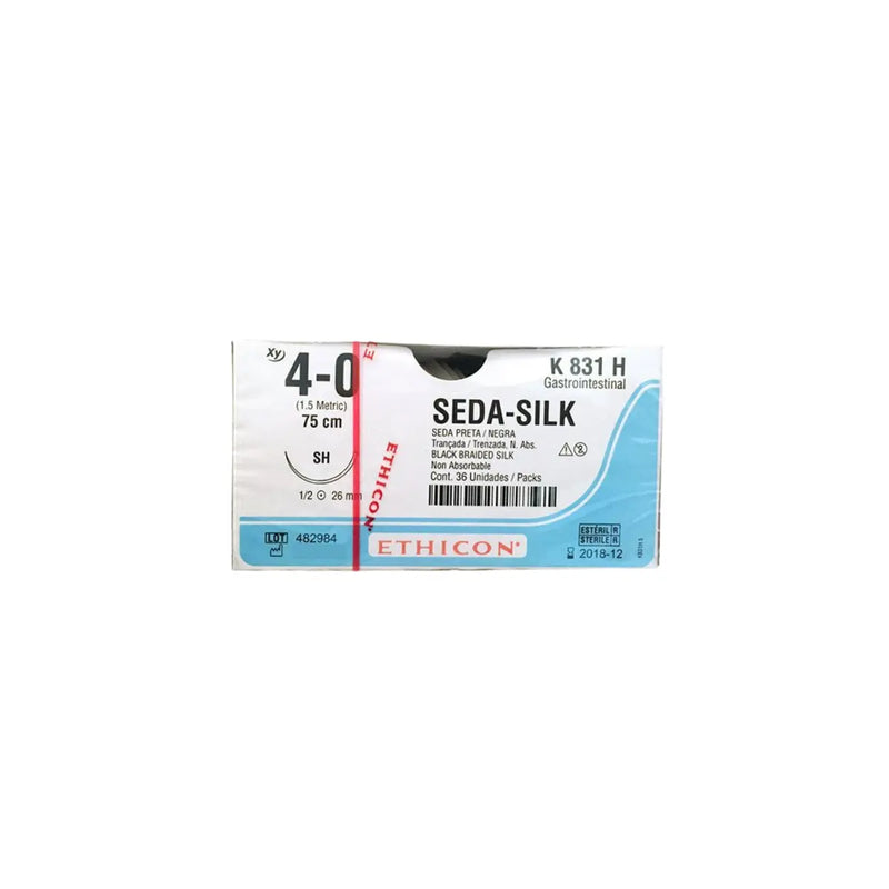 Ethicon Sutura Calibre 4/0 - Longitud 75 CM - Aguja SH 26 MM Seda Perma-Hand