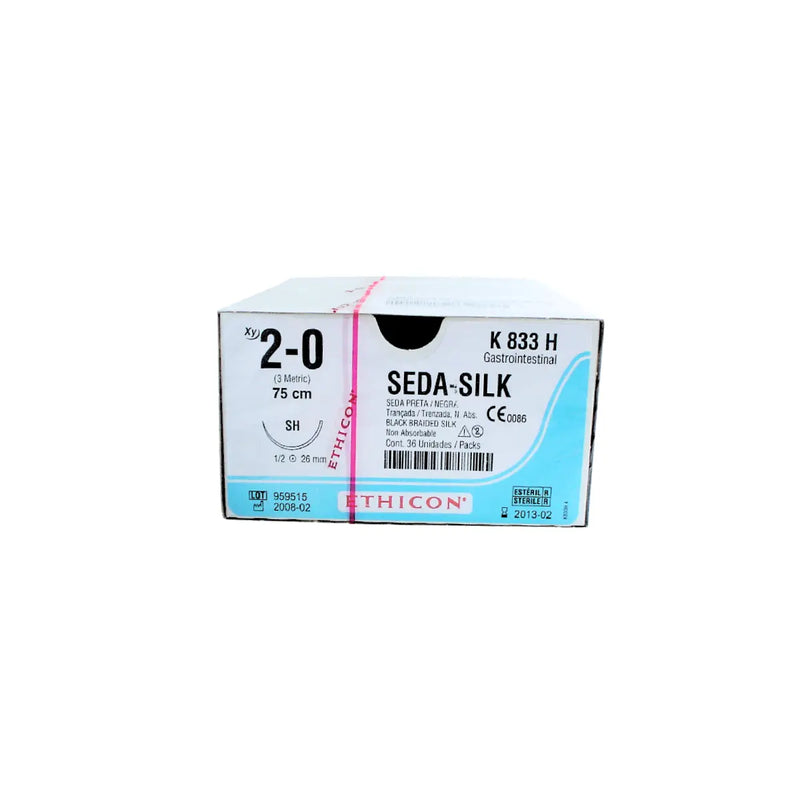Ethicon Sutura Calibre 2/0 - Longitud 75 CM - Aguja SH 26 MM Seda Perma-Hand