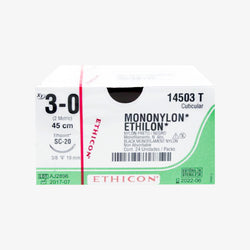 Ethicon Sutura Calibre 3/0 - Longitud 45 CM - Aguja SC-20 19 MM Ethilon