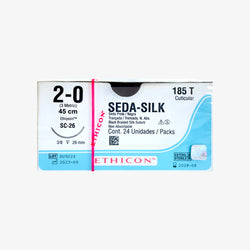 Ethicon Sutura Calibre 2/0 - Longitud 45 CM - Aguja SC-26 MM Seda Perma-Hand