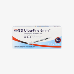 BD Jeringa de Insulina Ultra-Fine De 0.5 ML - 31 G X 6 MM