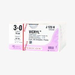 Ethicon Sutura Calibre 3/0 - Longitud 70 CM - Aguja SC-20 19 MM Vicryl