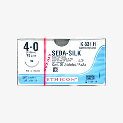 Ethicon Sutura Calibre 4/0 - Longitud 75 CM - Aguja SH 26 MM Seda Perma-Hand