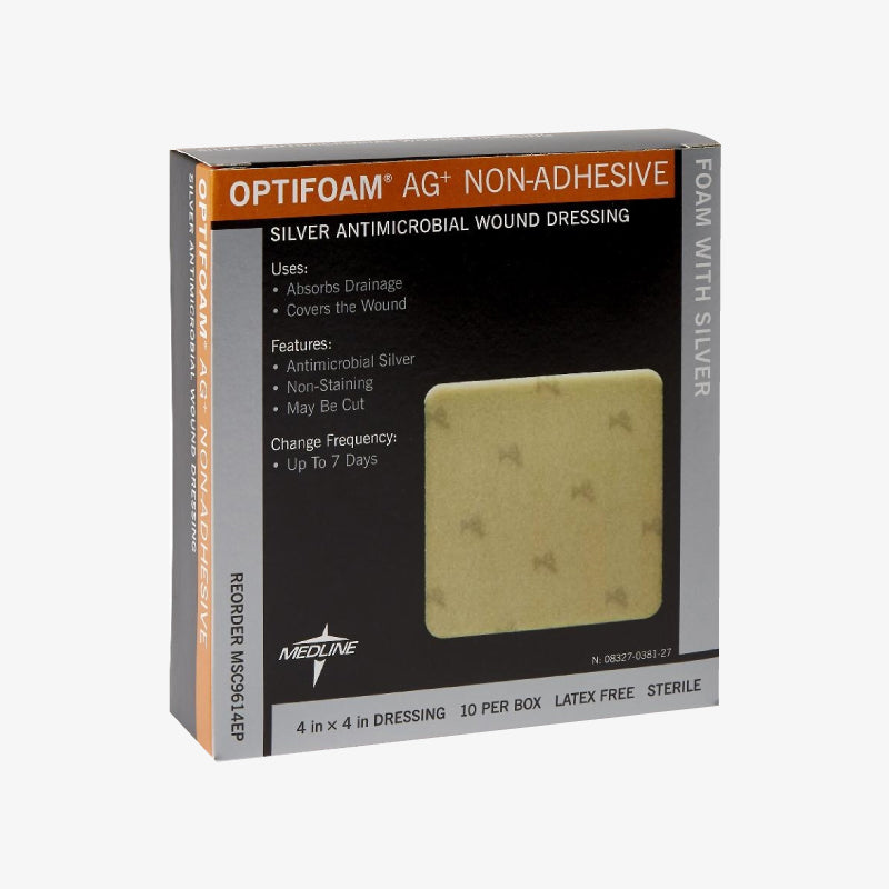 Medline Apósito OPTIFOAM Ag+ con plata de 10.16 cm x 10.16 cm