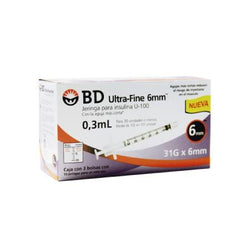 BD Jeringa de Insulina Ultra-Fine De 0.3 ML - 31 G X 6 MM