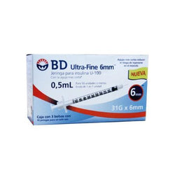 BD Jeringa de Insulina Ultra-Fine De 0.5 ML - 31 G X 6 MM