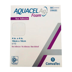 Apósito de Espuma No Adhesivo Aquacel Ag Foam ConvaTec de 10 X 10 CM